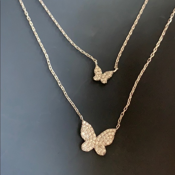 Silver Layered Butterflies Necklace - Picture 2 of 3
